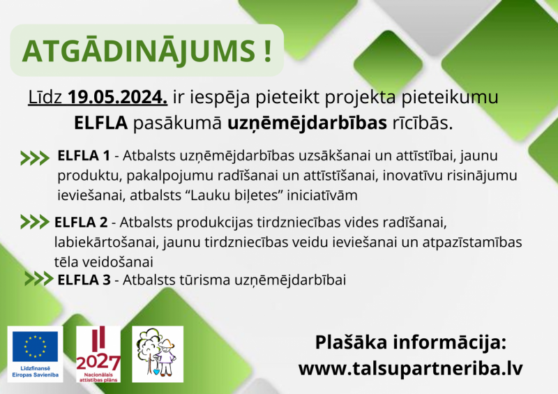 ELFLA projektu konkursa 1. kārta