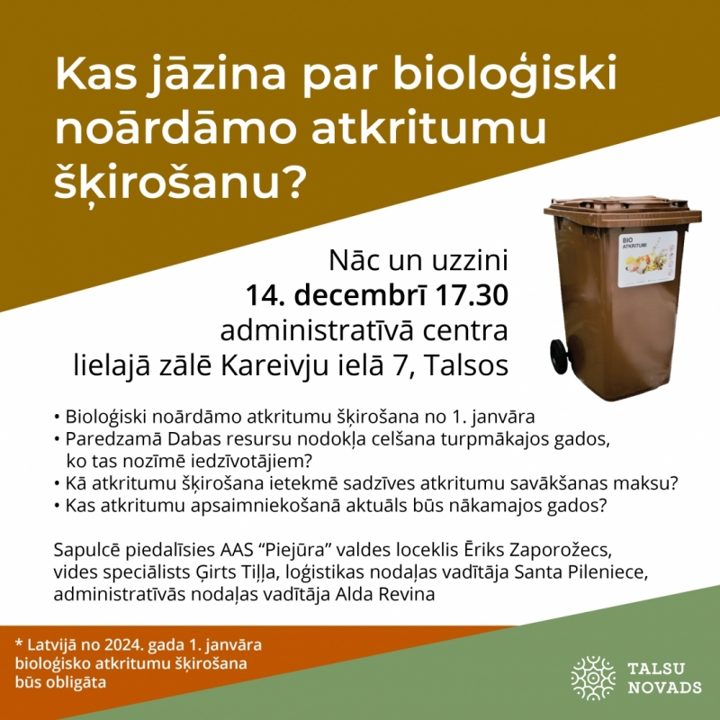 Tikšanās par bioloģisko atkritumu šķirošanu