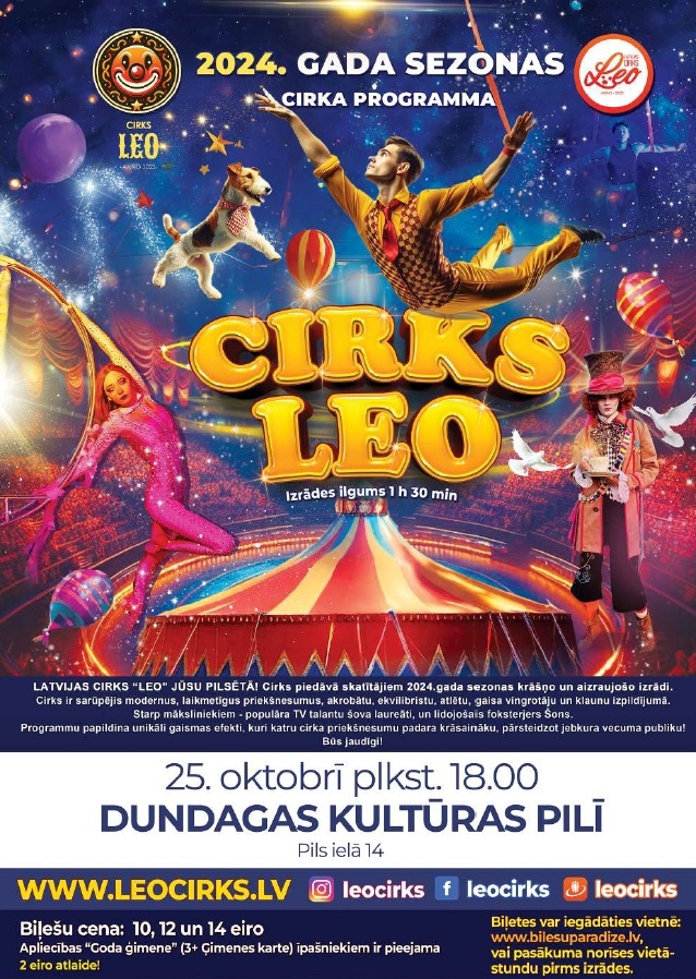 Cirka izrādes „Leo” Dundagā afiša