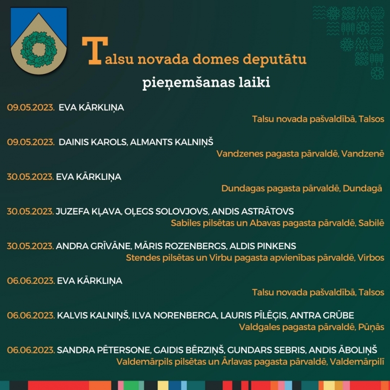 Deputātu pieņemšanas maijā