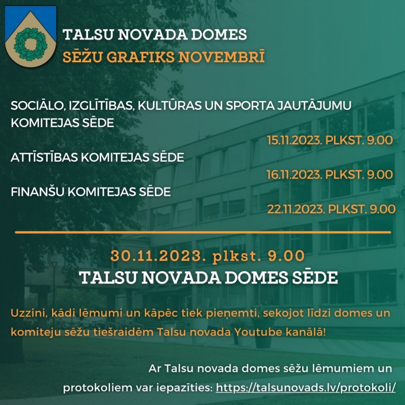 Sēžu grafiks 2023. gada novembrim