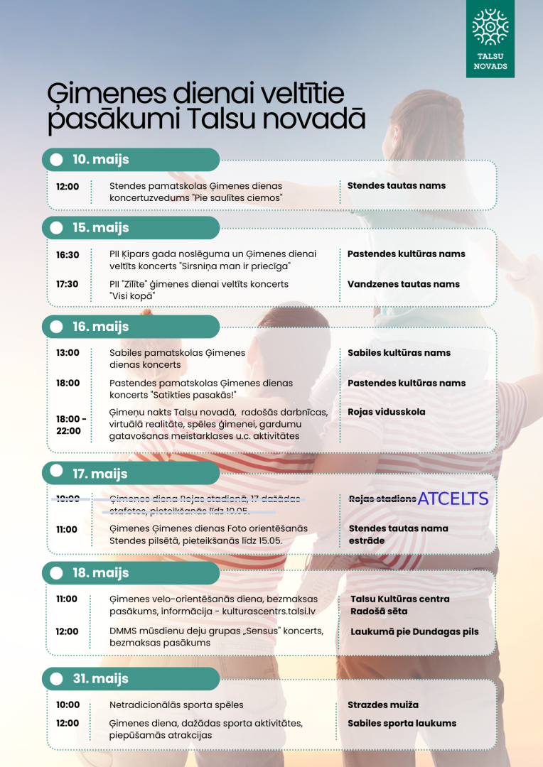 Ģimenes dienas pasākumi Talsu novadā