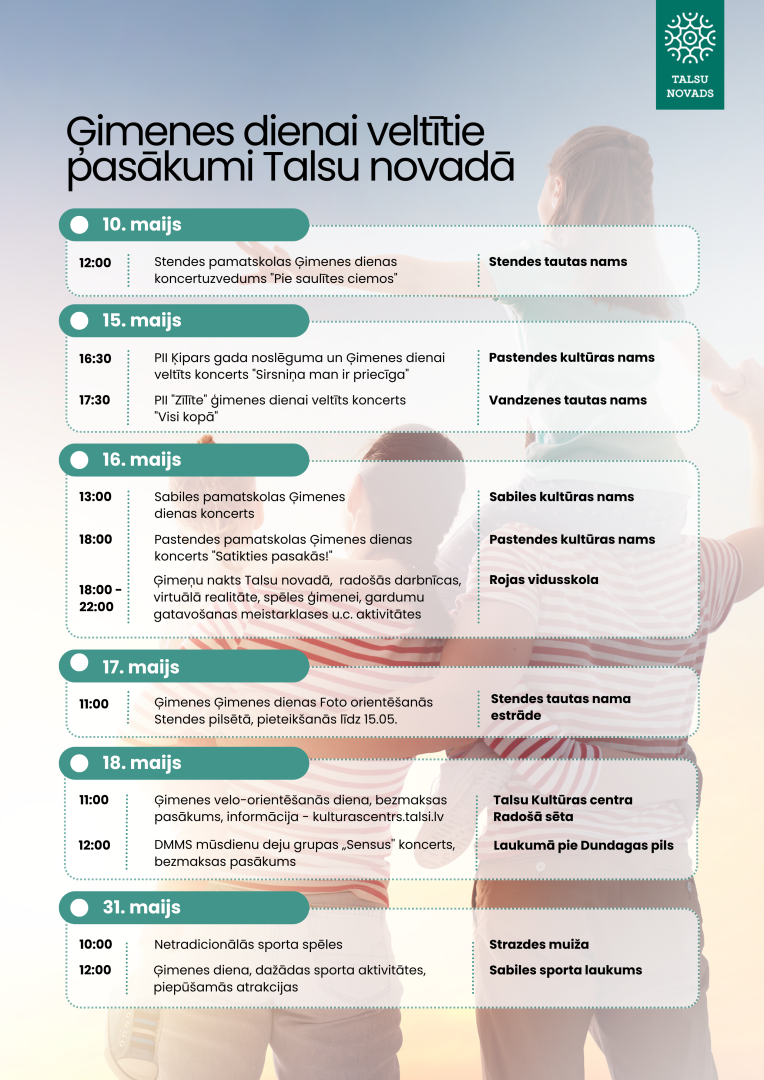 Ģimenes dienas pasākumi Talsu novadā