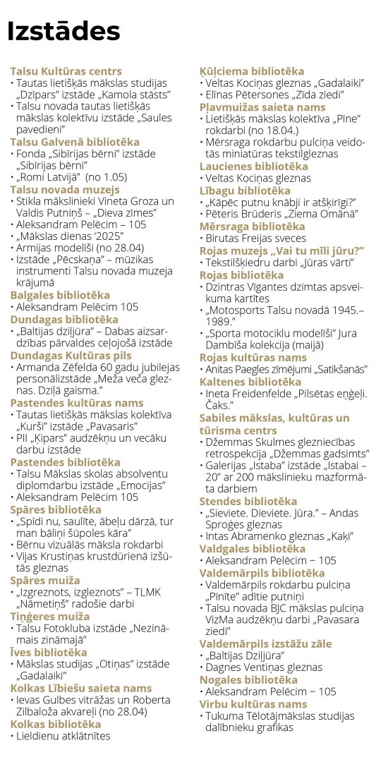 Izstādes aprīlī