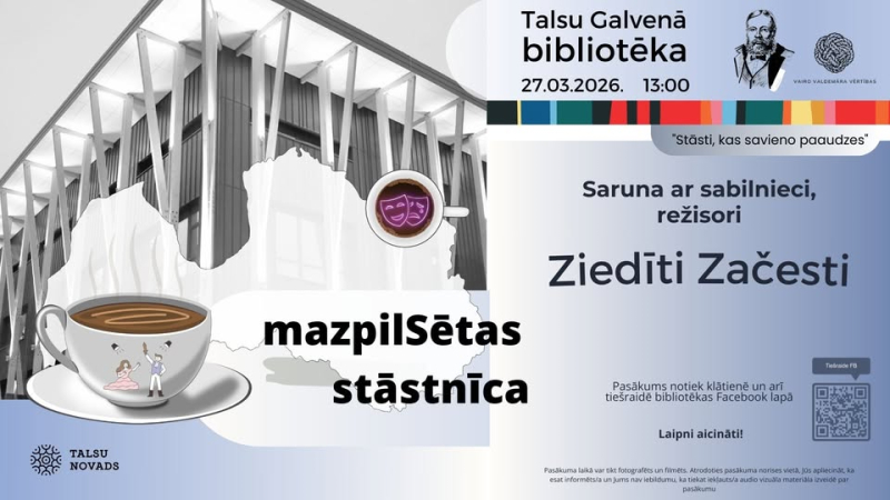 Mazpilsētas stāstnīcas ar Ziedīti Začesti afiša