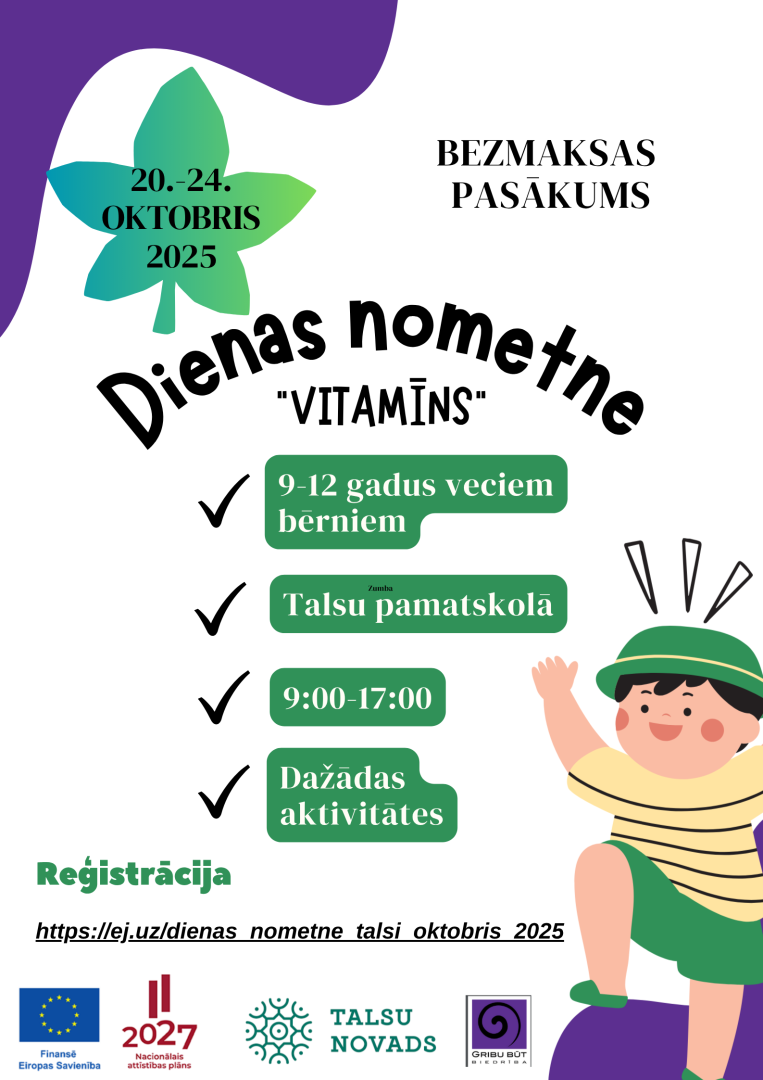Dienas nometnes bērniem afiša