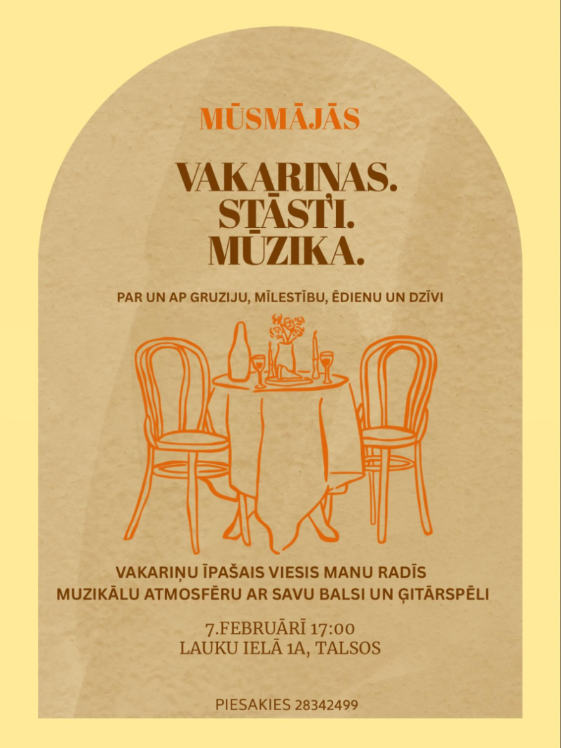 Pasākuma Vakariņas. Stāsti. Mūzika. afiša