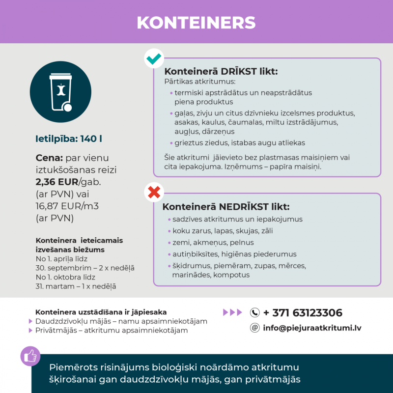 Bioloģisko atkritumu šķirošanas iespējas Talsu novadā