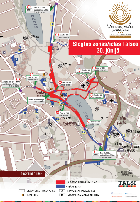 Pilsētas svētkos slēgtās ielas