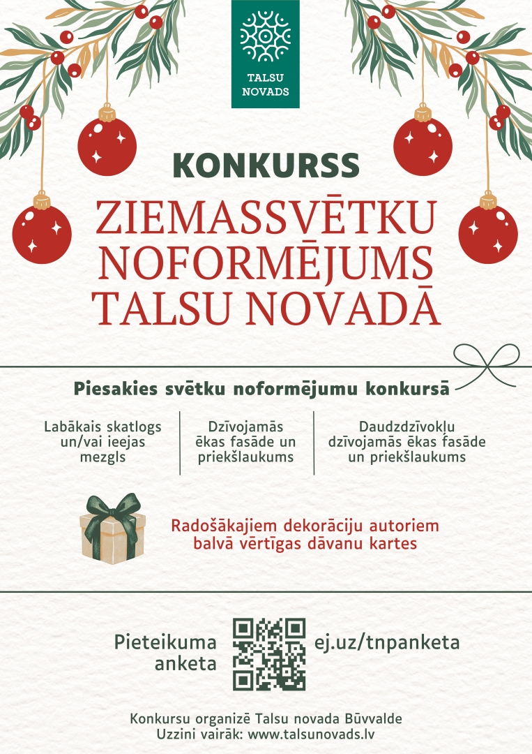 Sācies konkurss „Ziemassvētku noformējums Talsu novadā”