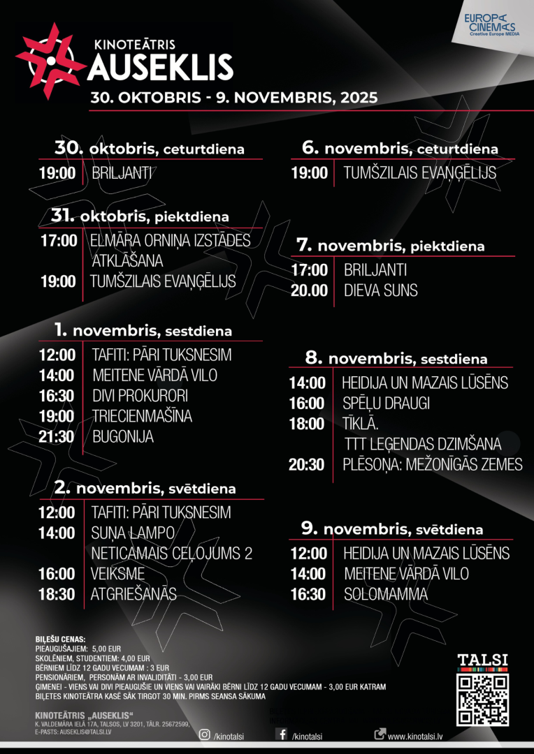 Kinoteātra „Auseklis” repertuārs