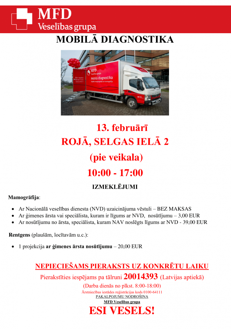 Mobilā diagnostika: digitālā rentgenogrāfija un mamogrāfija