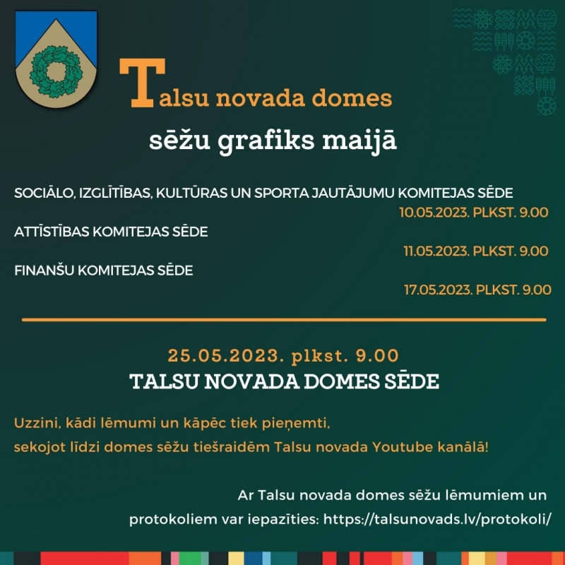 Sēžu grafiks 2023. gada maijā