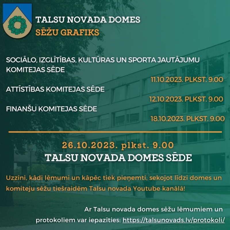 Sēžu grafiks oktobrī