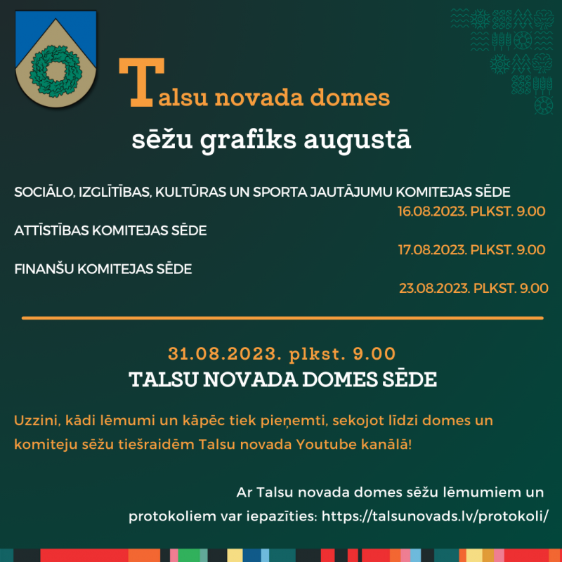 Sēžu laiki augustā, 2023
