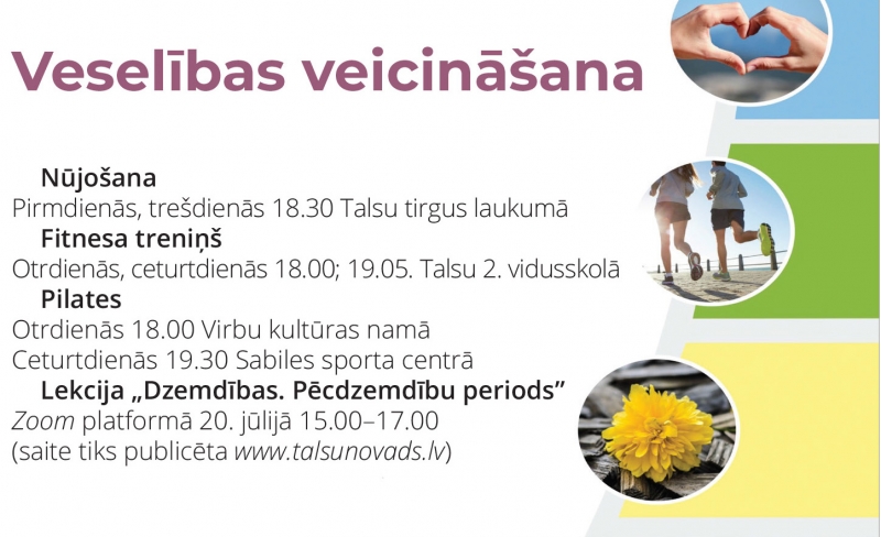 Veselības veicināšanas pasākumi Talsu novadā jūlijā