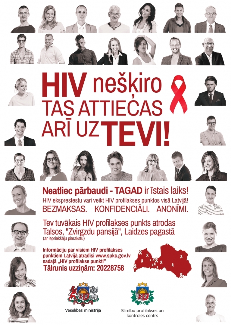 Informatīvs plakāts par HIV profilakses punktu Zvirgzdos