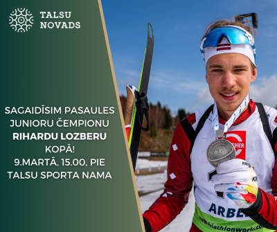Biatlonists Rihards Lozbers ar medaļu