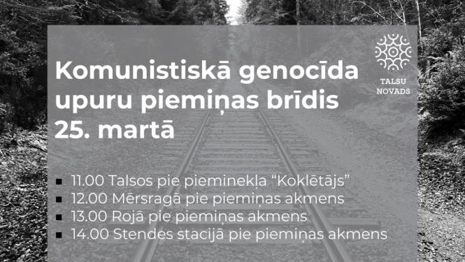 Komunistiskā genocīda upuru piemiņas dienas pasākumi Talsu novadā