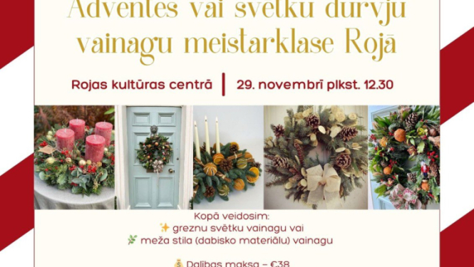 Adventes vai svētku vainagu meistarklases afiša