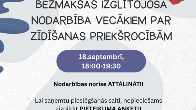Nodarbības par zīdīšanas priekšrocībām afiša