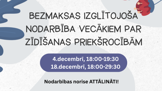 BEZMAKSAS izglītojošas nodarbības par zīdīšanas priekšrocībām afiša