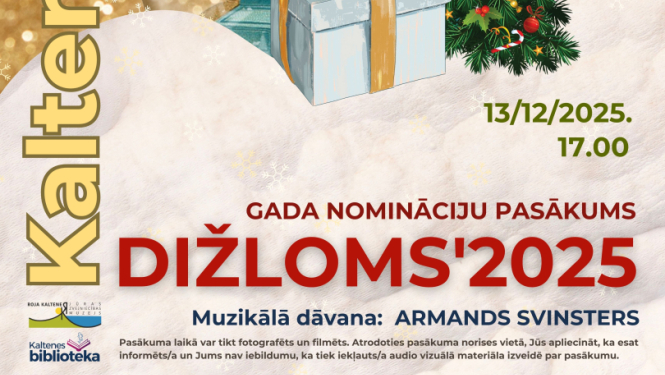 Gada nomināciju pasākuma Dižloms 2025 afiša