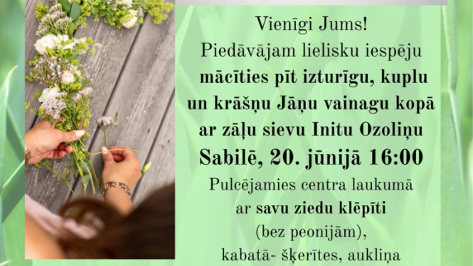 Jāņu vainagu pīšanas meistarklases afiša