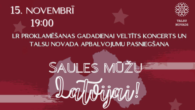 LR proklamēšanai veltīta koncerta Saules mūžu Latvijai afiša