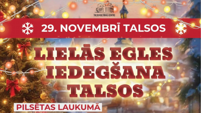 Lielās egles iedegšanas Talsos afiša