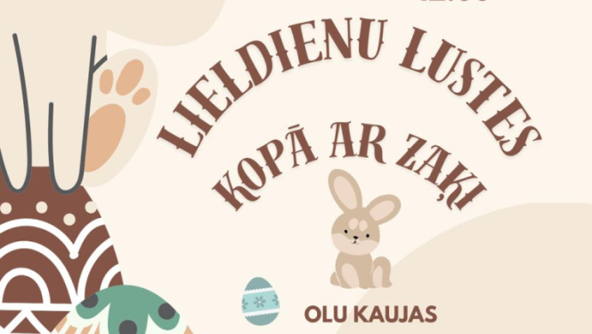 Lieldienu lustes kopā ar zaķi afiša