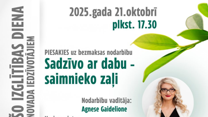 Nodarbības Sadzīvo ar dabu - saimnieko zaļi afiša