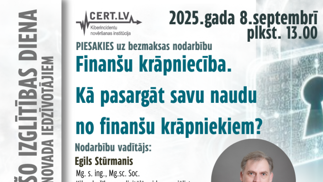 Nodarbības par finanšu krāpniecību afiša
