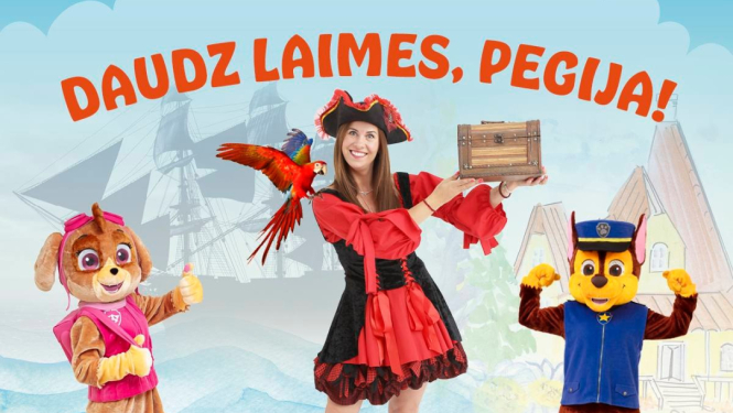 Pasākuma bērniem Daudz laimes Pegija afiša