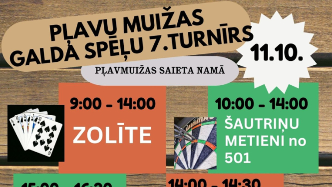 Pļavu muižas galda spēļu 7.turnira afiša