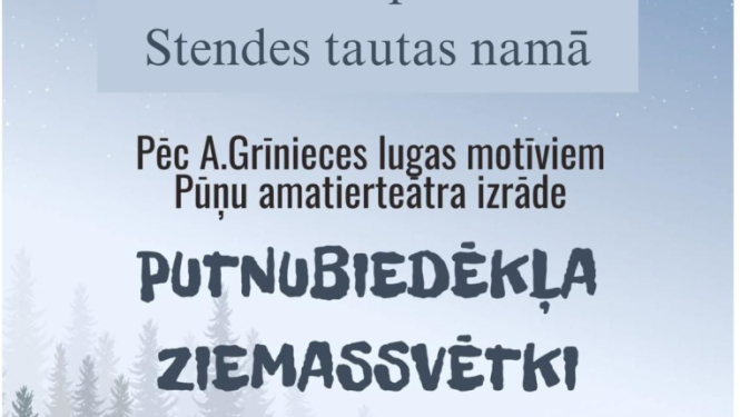 Izrādes Putnubiedēkļa Ziemassvētki Stendē afiša