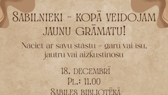 Sabilnieki - kopā veidojam jaunu grāmatu afiša