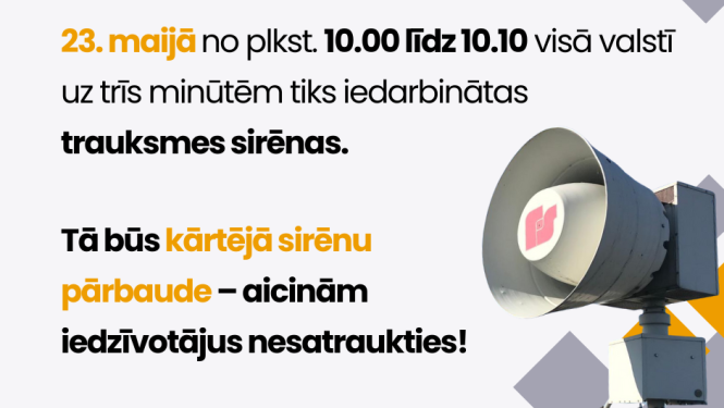 Informācija par trauksmes sirēnu pārbaudi