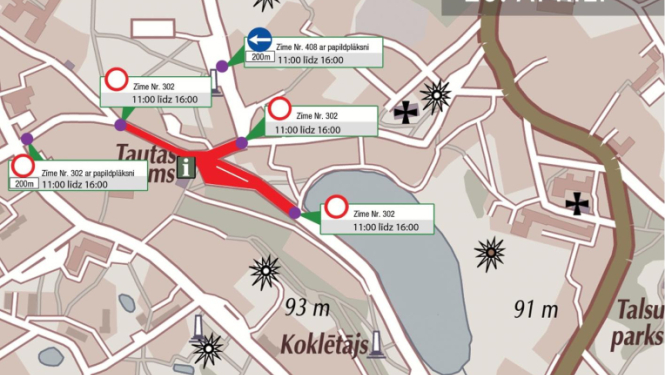 Slēgtās zonas 20. aprīlī Talsos