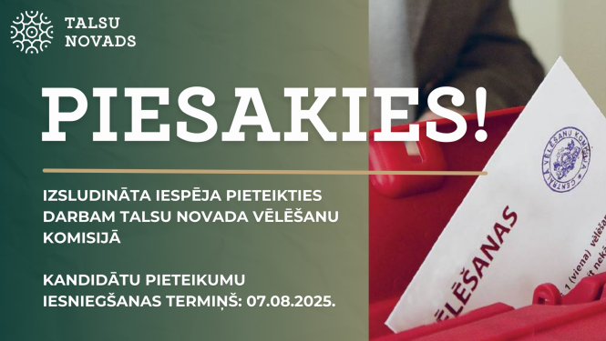Piesakies darbam Talsu novada vēlēšanu komisijā 