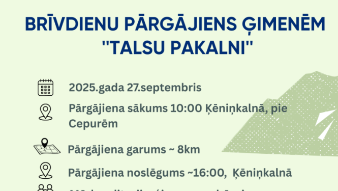 Ģimenes pārgājiena Talsu pakalni afiša