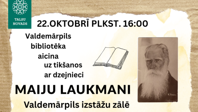 Tikšanās ar Maiju Laukmani afiša