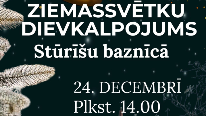 Ziemasvētku dievkalpojuma Stūrīšu baznīcā afiša