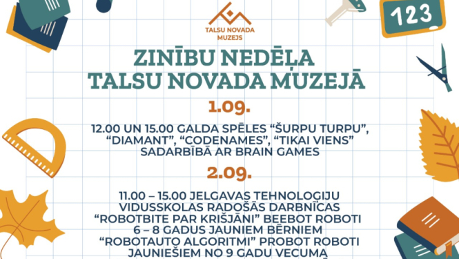 Zinību nedēļas Talsu muzejā afiša