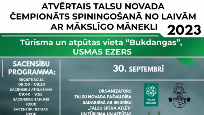 Atvērtais Talsu novada čempionāts spiningošanā no laivām 