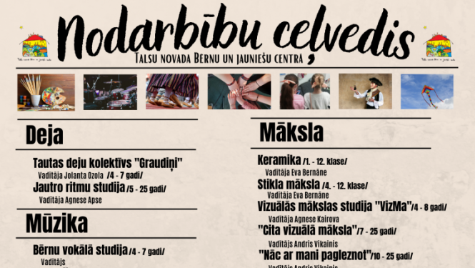 Talsu BJC nodarbību ceļvedis