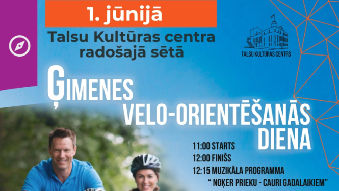 Ģimenes velo orientēšanās dienas afiša