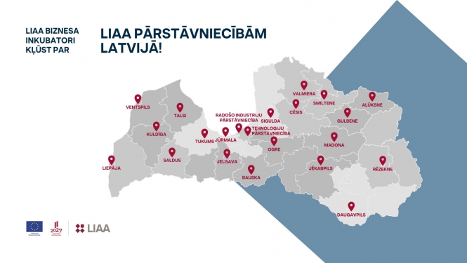 LIAA reģionālo pārstāvniecību karte