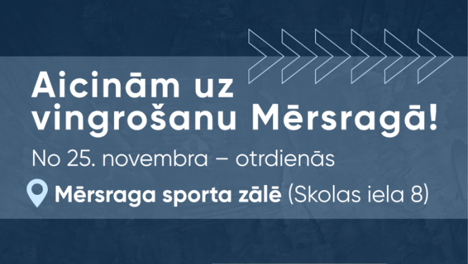 Vingrošanas nodarbību Mērsragā afiša