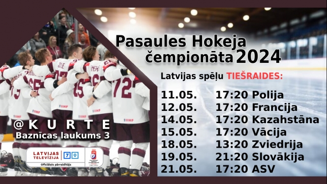 Pasaules hokeja čempionāta 2024 Latvijas spēļu tiešraides